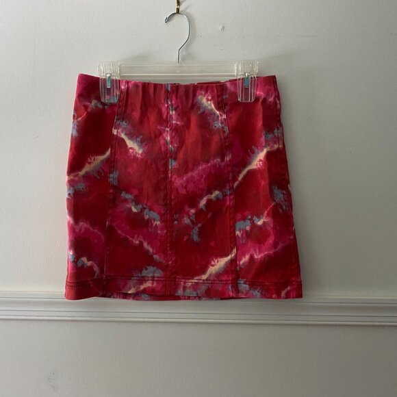 Free People Modern Femme Denim Mini‎ Skirt Flamingo Flame Size 8 - Picture 2 of 6